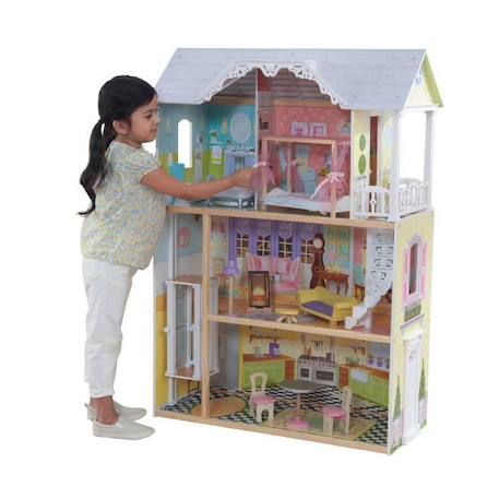 Maison de poupées en bois Kaylee KIDKRAFT avec 10 accessoires MARRON 2 - vertbaudet enfant 