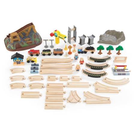 KidKraft - Circuit train en bois Bucket Construction avec 61 accessoires MARRON 6 - vertbaudet enfant 