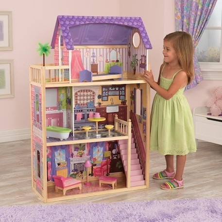 KIDKRAFT - Maison de poupées Kayla en bois + 11 pièces - Rose ROSE 3 - vertbaudet enfant 