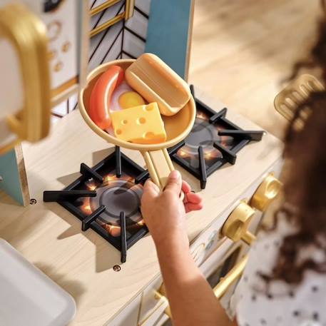 KidKraft - Cuisine en bois Retro Cool pour enfant avec sons et lumières - 20 accessoires inclus BLEU 4 - vertbaudet enfant 
