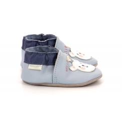 Chaussures-Chaussures fille 23-38-Chaussons enfant en cuir ROBEEZ Hello Winter - Bleu clair - Confort exceptionnel