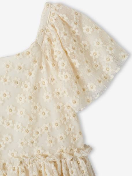 Robe cérémonie fille tulle brodé fleurs vanille 5 - vertbaudet enfant 