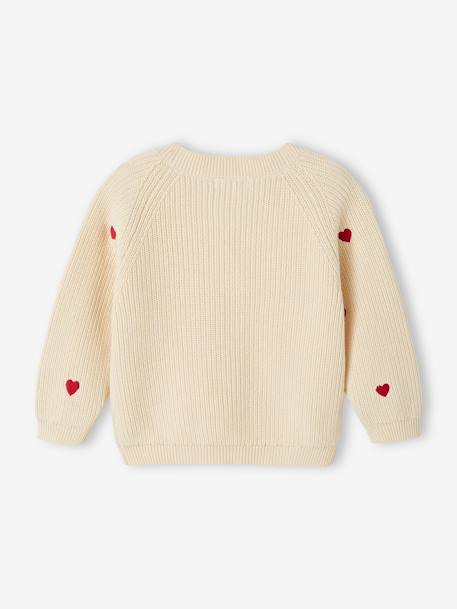 Gilet bébé brodé en côtes anglaises écru+marine+vert d'eau 4 - vertbaudet enfant 