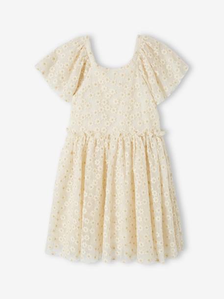 Robe cérémonie fille tulle brodé fleurs vanille 3 - vertbaudet enfant 