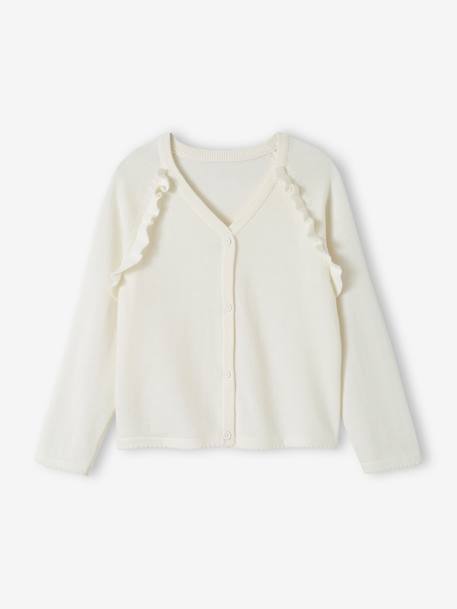 Gilet fille à volants cérémonie beige doré+écru+rose pâle+vert 4 - vertbaudet enfant 