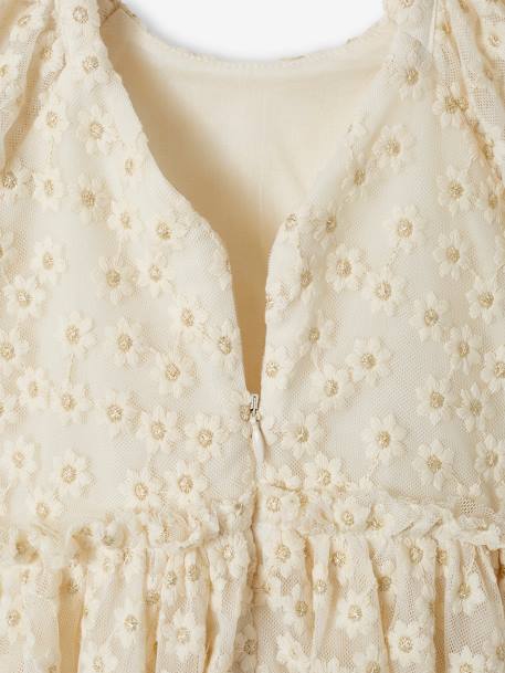 Robe cérémonie fille tulle brodé fleurs vanille 6 - vertbaudet enfant 