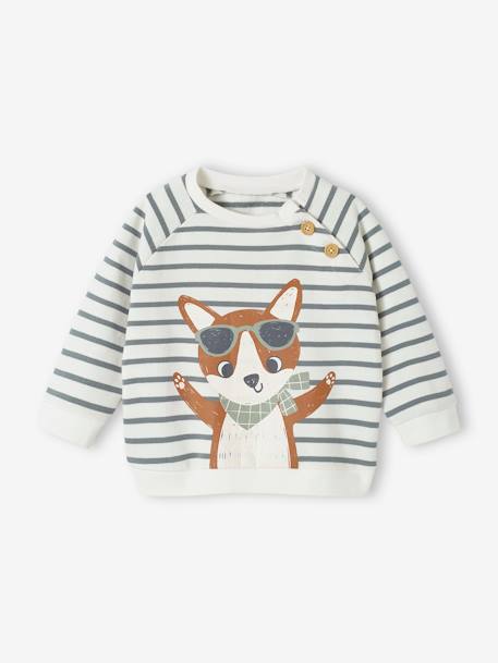 Sweat bébé en molleton rayé bleu+rayé vert+tomette 6 - vertbaudet enfant 