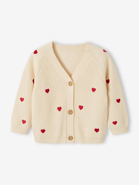 Gilet bébé brodé en côtes anglaises écru+marine+vert d'eau 6 - vertbaudet enfant 