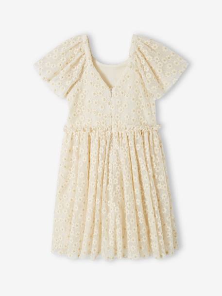 Robe cérémonie fille tulle brodé fleurs vanille 4 - vertbaudet enfant 