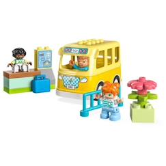 Jouet-Jeux d'imagination-LEGO® DUPLO 10988 Le Voyage en Bus, Jouet Éducatif pour Développer la Motricité Fine, Enfants 2 Ans