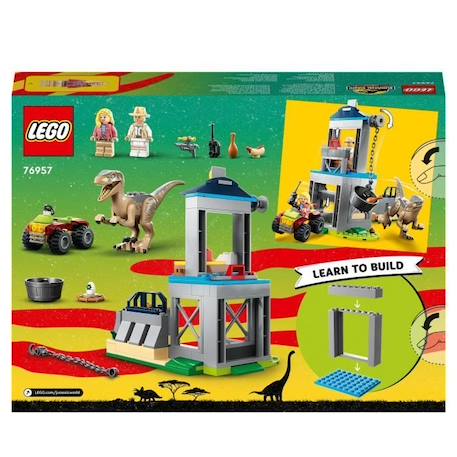 LEGO® Jurassic Park 76957 L'Évasion du Vélociraptor, Jouet avec Dinosaure et Voiture GRIS 6 - vertbaudet enfant 