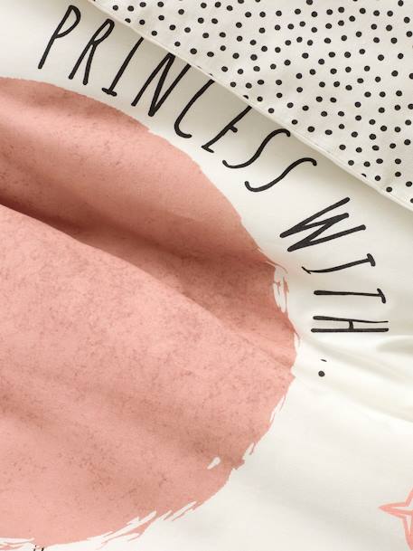 Parure housse de couette enfant et taie d'oreiller avec coton recyclé PRINCESSE POESIE blanc imprimé 9 - vertbaudet enfant 