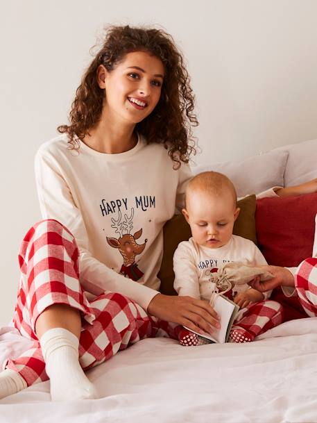 Pyjama de Noël femme collection capsule 'Happy Family' écru 1 - vertbaudet enfant 