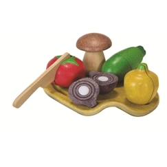 Jouet-Jeux d'imitation-Cuisines et dinette-Assortiment de Légumes en Bois PLAN TOYS - Mixte - A partir de 18 mois