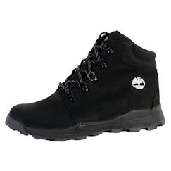 Chaussures-Chaussures fille 23-38-Baskets, tennis-Basket Enfant Timberland Brooklyn Mid Hiker - Noir - Cuir - Lacets ronds