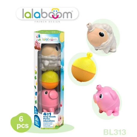 Perles éducatives Lalaboom - Mouton et cochon - 6 pcs BLANC 1 - vertbaudet enfant 