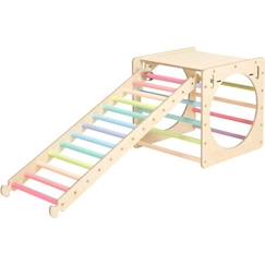 -Jouet d'activité KateHaa - Cube pastel avec échelle en bois pour enfant de 12 mois et plus