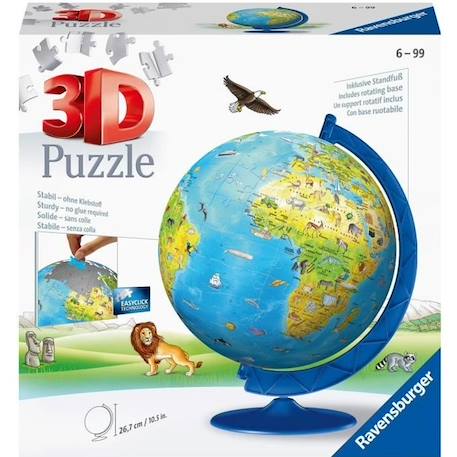 Puzzle 3D Globe terrestre 180 pièces - Ravensburger - Éducatif - Sans colle - Dès 7 ans BLEU 1 - vertbaudet enfant 