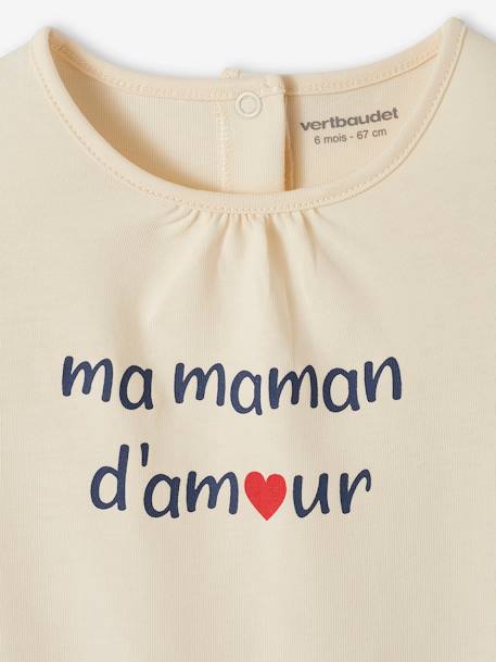 T-shirt à message bébé en coton biologique écru+rose pâle 3 - vertbaudet enfant 