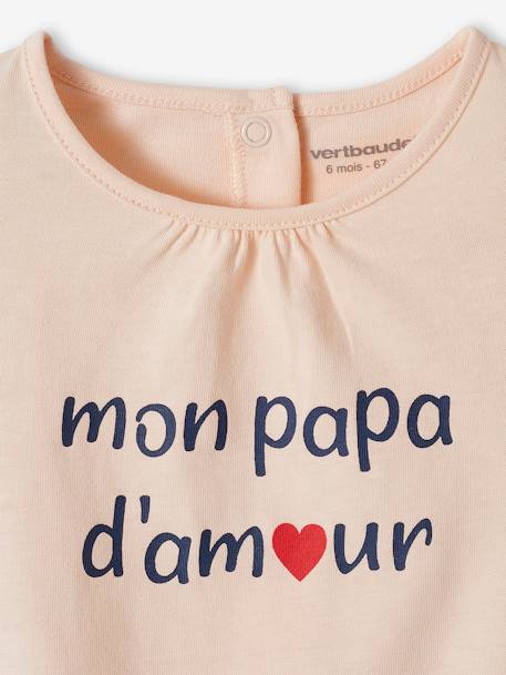 T-shirt à message bébé en coton biologique écru+rose pâle 8 - vertbaudet enfant 