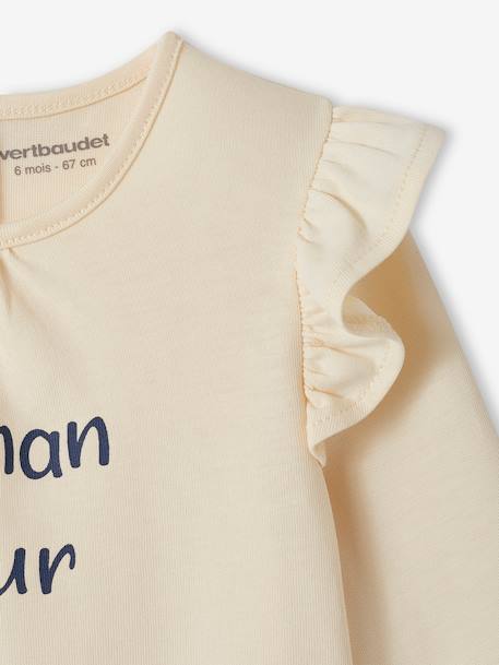 T-shirt à message bébé en coton biologique écru+rose pâle 2 - vertbaudet enfant 