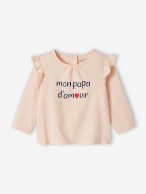 T-Shirt Bébé Manches Longues à Message - 100% Coton - Pressions Dos - VERTBAUDET - 6 Mois