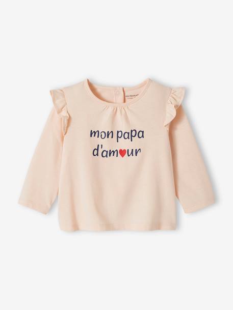 T-shirt à message bébé en coton biologique écru+rose pâle 6 - vertbaudet enfant 