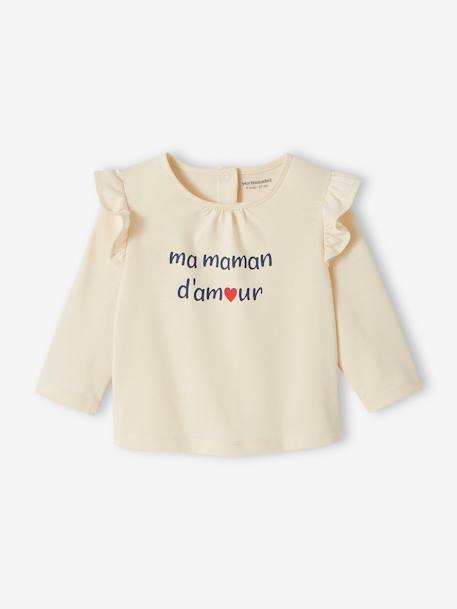 T-shirt à message bébé en coton biologique écru+rose pâle 1 - vertbaudet enfant 