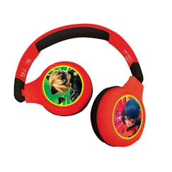 Jouet-Jeux éducatifs-Casque audio Bluetooth® 2 en 1 Miraculous pour enfants - LEXIBOOK