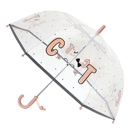 Parapluie cloche enfant transparent à pois, Chat Multicolore Longueur 67 cm, Diamètre 71 cm VERT 1 - vertbaudet enfant 