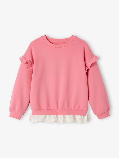 Sweat à volants bi-matière fille personnalisable  - vertbaudet enfant