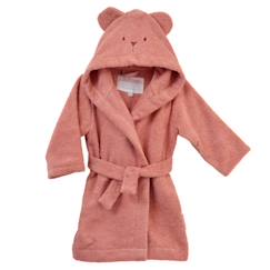 -Peignoir enfant coton bio* Ourson - bois de rose - 6/7 ans