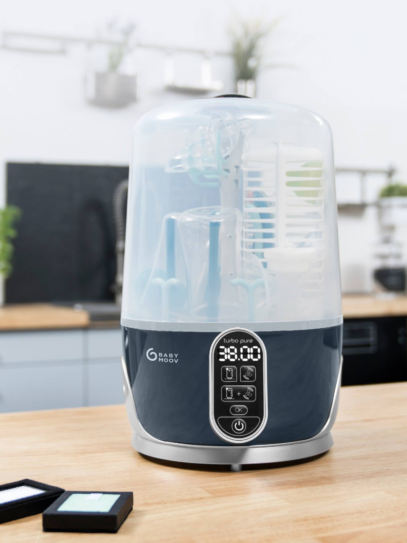 Stérilisateur Et Sécheur Biberons 3 En 1 - Jusqu’à 9 Biberons - Stérilisation Vapeur, Séchage Air Chaud, Réchauffage - Ecran LCD - 8
