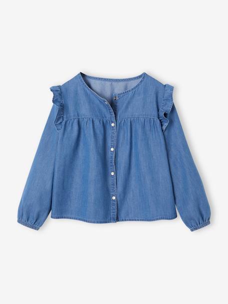 Chemise fille en jean à volants stone 1 - vertbaudet enfant 