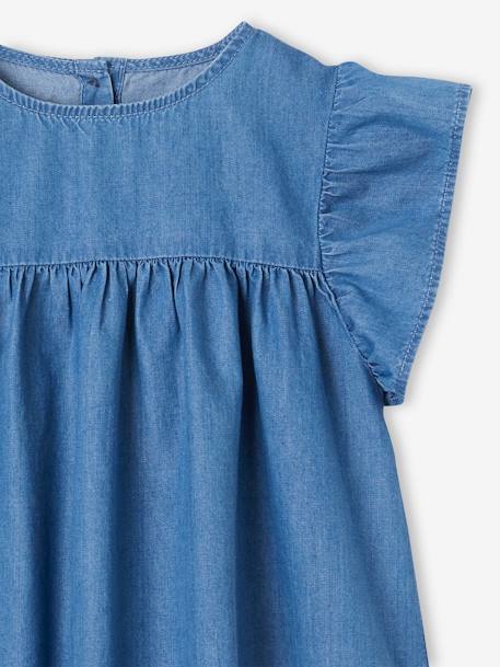 Blouse en denim léger fille manches courtes à volant stone 4 - vertbaudet enfant 