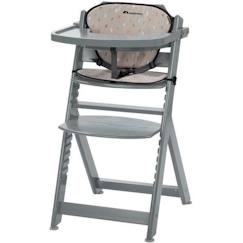 Puériculture-Chaise haute, réhausseur-BEBECONFORT Timba + coussin Chaise haute bébé, Chaise bois, De 6 mois à 10 ans (30kg), Warm grey