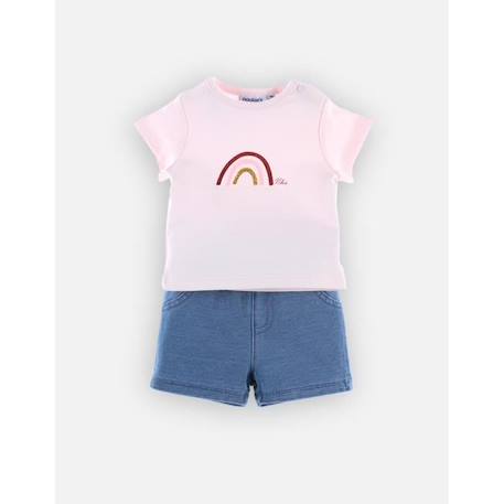 Set t-shirt imprimé arc en ciel + short denim ROSE 4 - vertbaudet enfant 