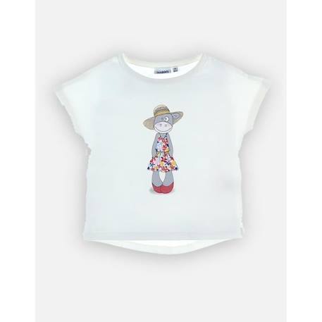 T-shirt en jersey manches courtes imprimé Lola BLANC 3 - vertbaudet enfant 