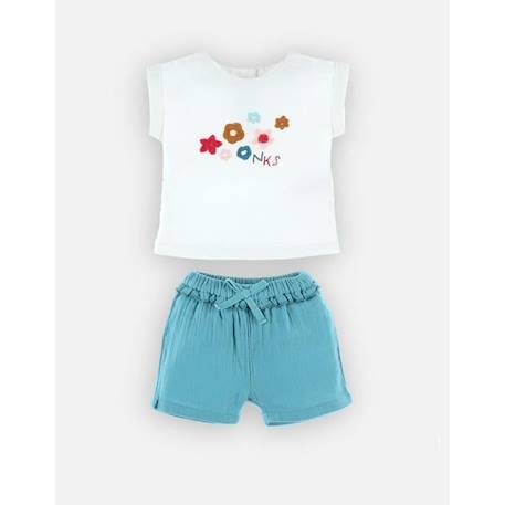 Ensemble short et t-shirt en coton BIO BLANC 1 - vertbaudet enfant 