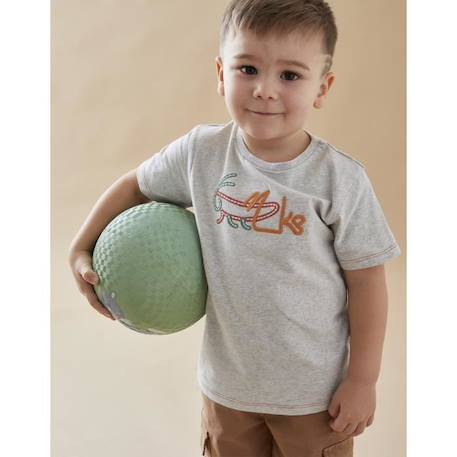T-shirt à manches courtes en jersey imprimé sauterelle GRIS 1 - vertbaudet enfant 