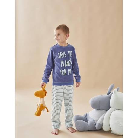 Pyjama 2 pièces imprimé 'Save the plenet' en velours BLEU 1 - vertbaudet enfant 