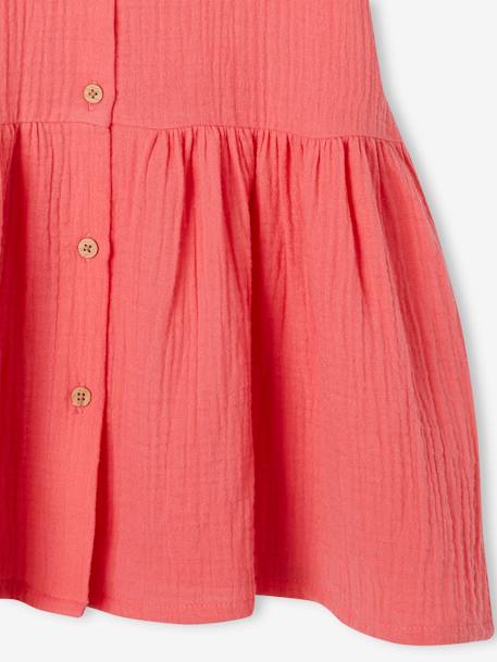 Robe boutonnée en gaze de coton rouge 6 - vertbaudet enfant 
