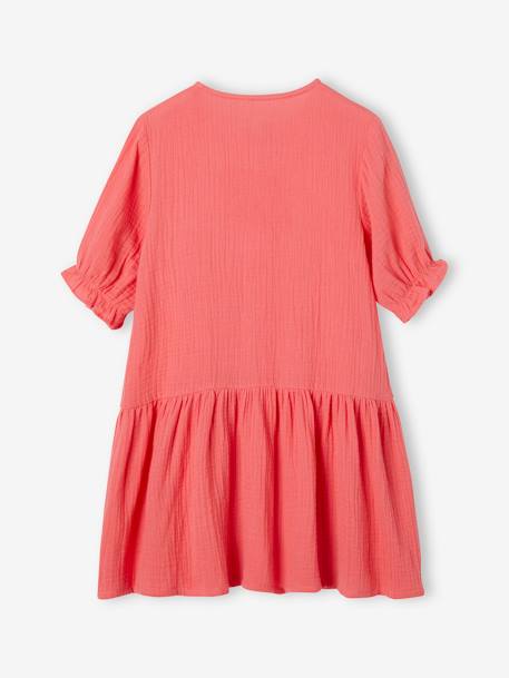 Robe boutonnée en gaze de coton rouge 4 - vertbaudet enfant 