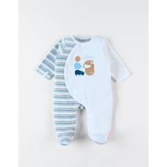 Pyjama 1 pièce en velours rayé broderie rhinocéros  - vertbaudet enfant