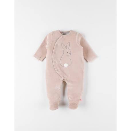 Pyjama 1 pièce broderie lapin en velours BEIGE 1 - vertbaudet enfant 