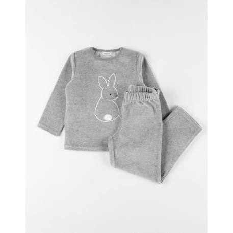 Fille-Pyjama 2 pièces impromé lapin en velours chiné