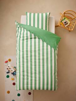 Linge de maison et décoration-Parure housse de couette + taie d'oreiller essentiels enfant avec coton recyclé TRANSAT