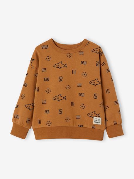 Sweat motifs requins garçon caramel 2 - vertbaudet enfant 