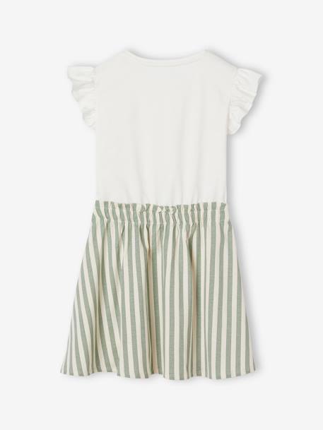 Robe fille effet 2 en 1 écru+indigo+rayé rose+rayé vert+rose pâle 20 - vertbaudet enfant 