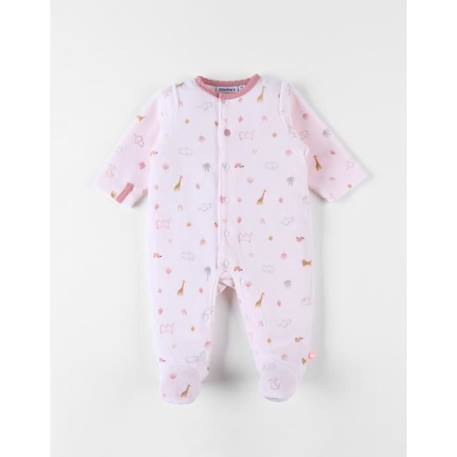 Pyjama 1 pièce en velours  imprimé animalier ROSE 1 - vertbaudet enfant 